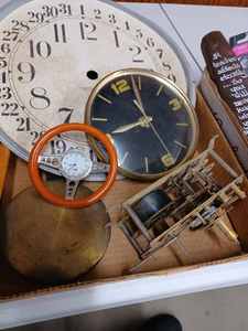 lot 43 image: 2-Boxes One of Clock Parts, Hearing Aid Replacement Parts, 12-lb. Fishing Line