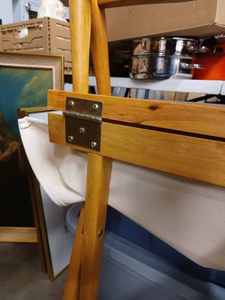 lot 46 image: Wood Frame Folding Canvas Directors Chair with New Canvas Needs to be Trimmed