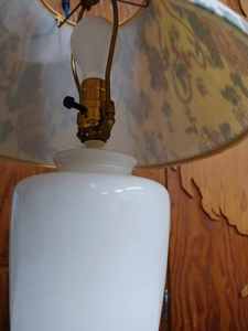 lot 68 image: Ornate Ceramic White Table Lamp 22-inches Tall