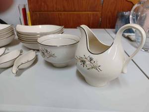 lot 93 image: Partial Set of Holiday Heirloom Fine China - Autumn Holiday Pattern Oven-Proof Serving Bowl and More