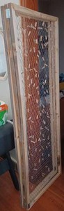 lot 111 image: 3 Home Made Wood Fram and Chicken Wire Ristic Display Panels for Photo Dispalys at Receptions and Partys
