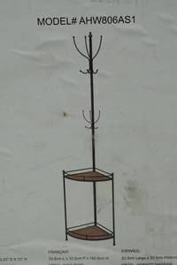 lot 9 image: Linon Corner Metal and Wood Coat Rack