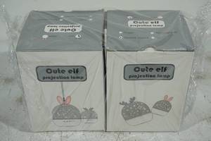 lot 169 image: 2 NEW Cute Elf Deer Projection Lamps