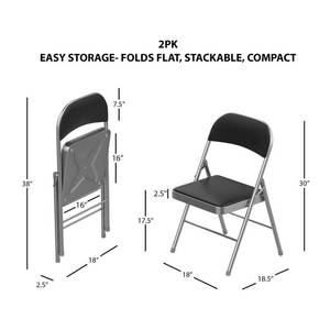 lot 42 image: NEW Lavish Home Padded Steel Folding Chairs - 2 Pack