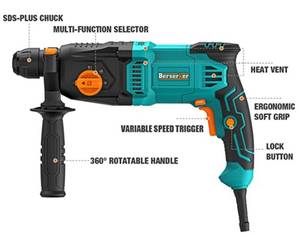 lot 5 image: NEW Berserker 1 14 SDA-Plus 7 Amp Cord Rotary Hammer Power Drill
