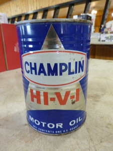 lot 55 image: Vintage Can of Champlin HI-V-I Motor Oil