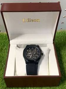 Edison Black Night Skeleton Watch $329 retail