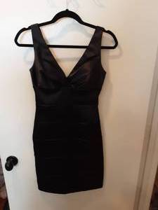 Black Satin Cocktail Dress Size 34