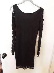 3-Black Dresses Lace, Long Sleeve, Beaded. Fit 02