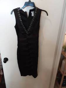 Cache Beaded Cocktail Dress Size 2 & Black Slip Dress Size S-(NWT)