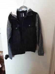2-Black Denim Jackets, Faux Leather Jacket Size XSS