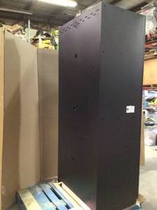 Heavy Duty Welded 20-Gauge Steel Freestanding Garage Cabinet in Black (36 in. W x 81 in. H x 24 in. D) by Husky Customer Returns See Pictures