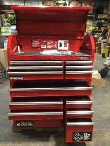 46 in. 14-Drawer Red Tool Chest Combo by Husky Customer Returns See Pictures