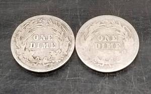 2 BARBER DIMES 1899 1900