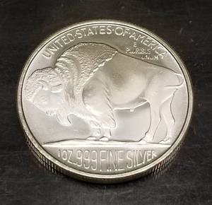 1 TROY OZ .999 FINE SILVER INDIAN BUFFALO ROUND