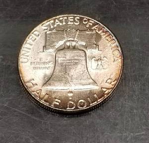 1958 FRANKLIN HALF DOLLAR GEM BU NICELY TONED