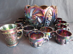 Carnival Glass Punch Set