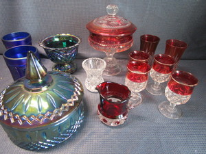 Ruby & Blue Carnival Glass