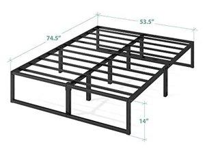 lot 113 image: ZINUS Lorelai 14 Inch Metal Platform Bed Frame  Steel Slat Support  No Box Spring Needed  Underbed Storage Space  Easy Assembly, Full