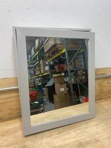 lot 94 image: STYLE SELECTIONS 19.5-in x 23.7-in Surface Gray Mirrored Rectangle Medicine Cabinet