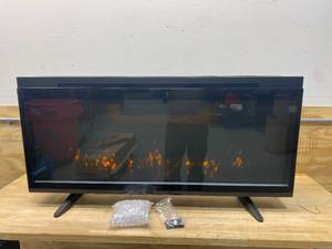 lot 13 image: STYLE SELECTIONS 42-in W Black Infrared Quartz Electric Fireplace