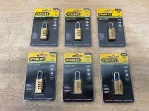 lot 114 image: STANLEY Lot of 6-  34 Indoor Combination Padlocks