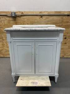 lot 52 image: ALLEN  ROTH Perrella 31-in White Undermount Single Sink Bathroom Vanity with Carrera White Natural Marble Top