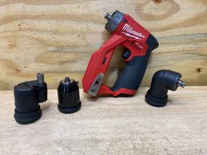 lot 59 image: MILWAUKEE M12 FUEL 12-Volt Lithium-Ion Brushless Cordless 3-in-1 Installation 38 in. Drill Driver with 3 Tool Head (Tool-Only)