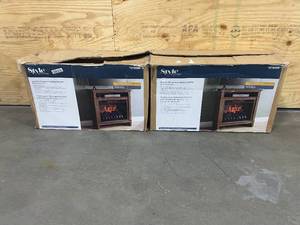 lot 72 image: STYLE SELECTIONS Lot of 2-  31.25-in W Barrel Oak Infrared Quartz Electric Fireplaces