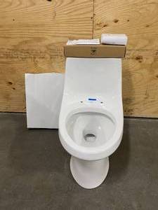 lot 82 image: PROJECT SOURCE Laporte Dual Flush White Dual Flush Elongated Chair Height Back-to-wall WaterSense Toilet 12-in Rough-In Size (ADA Compliant)