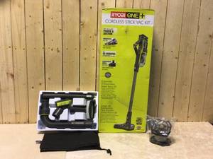 RYOBI ONE 18V Brushless Cordless Stick Vacuum Kit with 4.0 Ah Lithium-Ion High Capacity Battery, EVERCHARGE Rapid Charger Customer Returns See Pictures