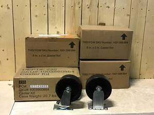 Husky 4 in. Caster Kit for Heavy Duty Welded Steel Garage Base Cabinets PLUS Husky 5 in. Black PP Caster Kit for Ready-to-Assemble Steel Garage Base Cabinets Customer Returns See Pictures