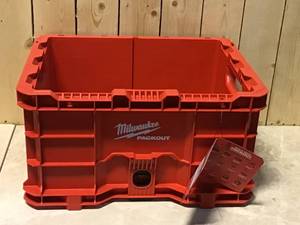 Milwaukee PACKOUT 18.6 in. Tool Storage Crate Bin with Carrying Handles and 50 lbs. Weight Capacity Customer Returns See Pictures