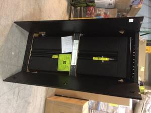 4-Piece Regular Duty Welded Steel Garage Storage System in Black (78 in. W x 75 in. H x 19 in. D) by Husky Dented on Bottom Corner Customer Returns See Pictures