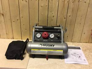 Husky 1 Gal. Portable Electric-Powered Silent Air Compressor Customer Returns See Pictures