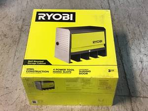 RYOBI Steel 2-Shelf Wall Mounted Garage Cabinet in Black (17 in W x 11 in H x 19 in D) Customer Returns See Pictures
