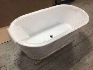 59 in. Fiberglass Double Ended Flatbottom Non-Whirlpool Bathtub in Glossy White by AKDY Customer Returns See Pictures