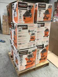 Lot of 12 Boxes of Ridgid WetDry Shop Vacs Various Models and Conditions and Sizes See Pictures