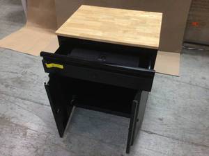 Heavy Duty Welded 20-Gauge Steel 1-Drawer 2-Door Garage Base Cabinet in Black (28 in. W x 32 in. H x 21.5 in. D) by Husky Customer Returns See Pictures