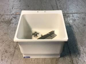 lot 11 image: MUSTEE Utilatub 23 in. x 25 in. Polypropylene Floor Mount Laundry Tub Customer Returns See Pictures
