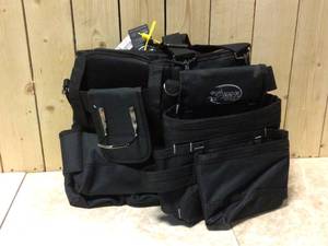 lot 30 image: DEAD ON TOOLS Journeymans Framers 2 Pouch Tool Storage Suspension Rig with Suspenders in Black Customer Returns See Pictures