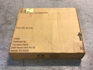 Hampton Bay Crestridge Steel  High Dining Table  in Putty Taupe Customer Returns See Pictures