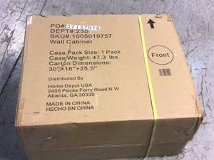 Husky Heavy Duty Welded 20-Gauge Steel Wall Mounted Garage Cabinet in Black (28 in. W x 22 in. H x 14 in. D) Customer Returns See Pictures