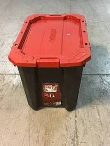 Husky 35 Gal. Latch and Stack Tote in Red and Blac Customer Returns See Pictures