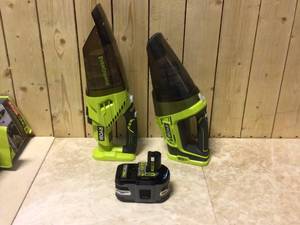 RYOBI ONE 18V Lithium-Ion Cordless Hand Vacuum (Tool-Only) PLUS RYOBI ONE 18V Lithium-Ion Cordless EVERCHARGE Hand Vacuum Kit Customer Returns See Pictures
