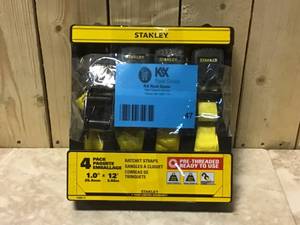 Stanley 1 in. x 12 ft.  1500 lbs. Break Strength Ratchet Straps (4 Pack)&nbsp&nbspCustomer Returns See Pictures