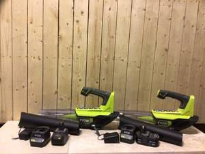Lot of 2 RYOBI ONE 18V 100 MPH 280 CFM Cordless Battery Variable-Speed Jet Fan Leaf Blower Customer Returns See Pictures