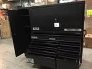 Husky Heavy-Duty 80 in. W 10-Drawer, Deep Combination Tool Chest and Rolling Cabinet Set in Matte Black sctratches present and Key Slot Broken Customer Returns See Pictures