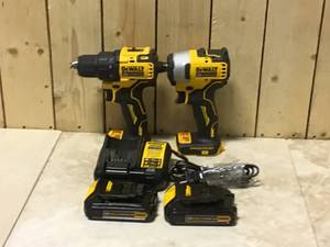 lot 1 image: DEWALT ATOMIC 20-Volt MAX Cordless Brushless Compact DrillImpact Combo Kit (2-Tool) with (2) 1.3Ah Batteries, Charger & Bag Customer Returns See Pictures