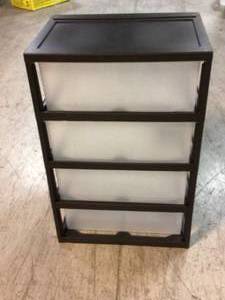 lot 34 image: IRIS 4-Drawer Plastic Wheeled Wide Chest in Black Customer Returns See Pictures